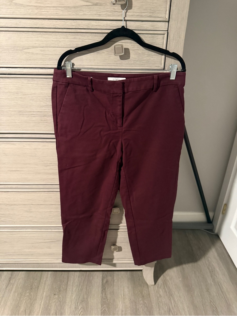 LOFT Burgundy Slim Riviera Pants Size 10